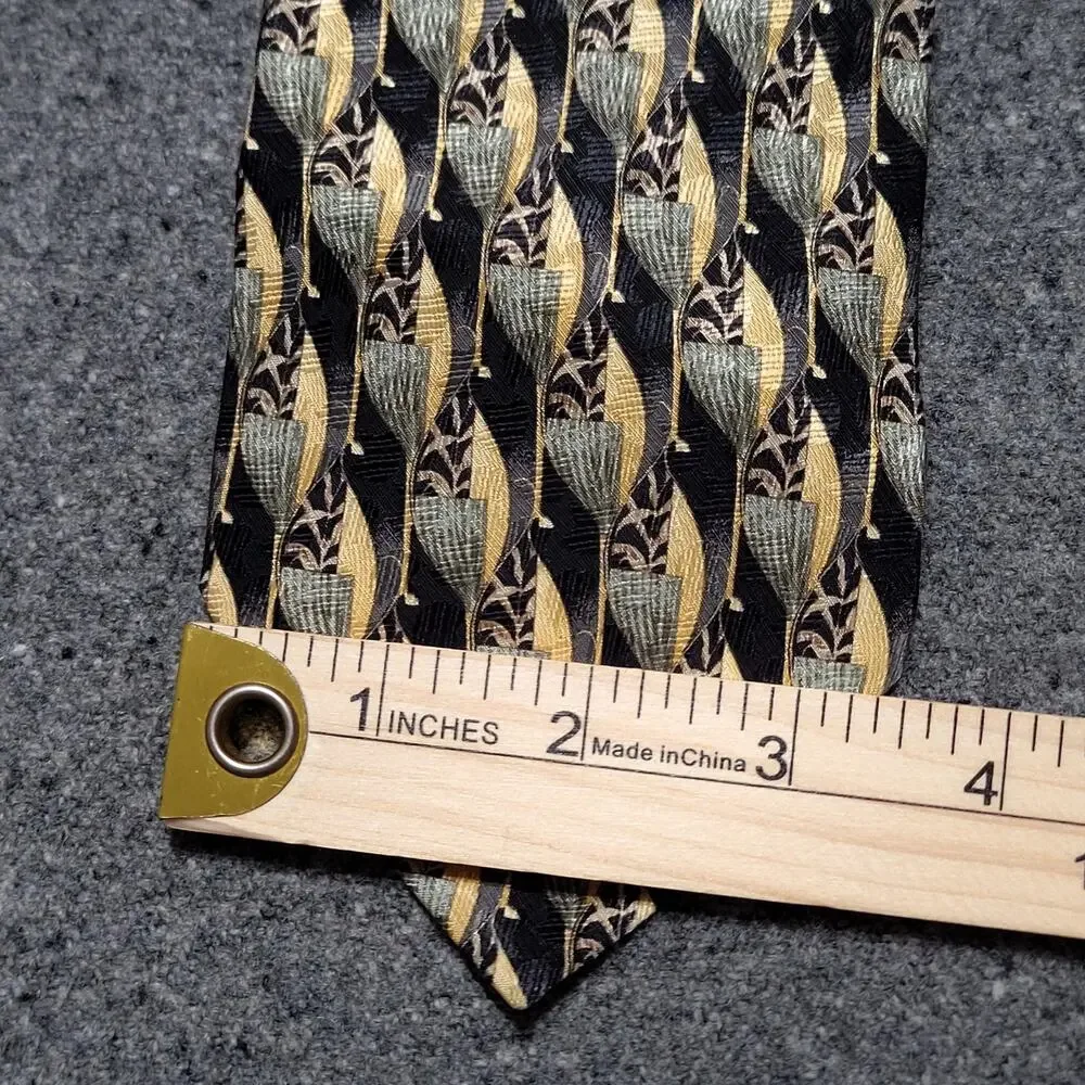 Ermenegildo Zegna Necktie Mens Classic Black Gold Italian Silk Designer 58